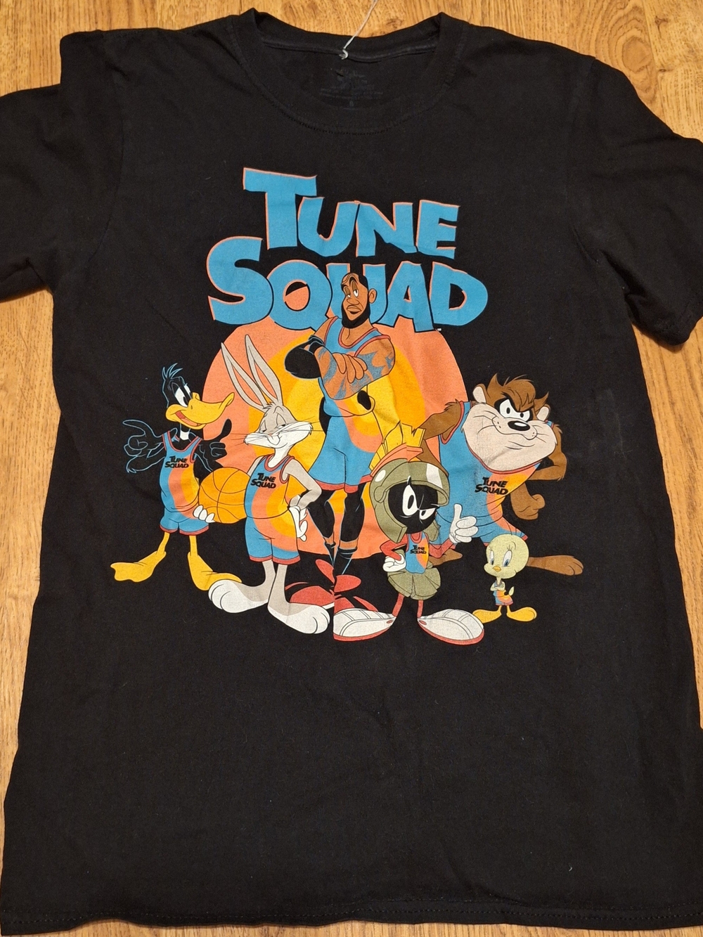 Hanes Black Kids Tune Squad Graphic Tee with Blue and Orange Print